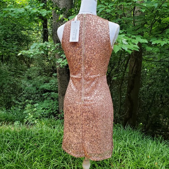 KAOS Light Pink Sequin Party Cocktail Dress Size 4  Faux Wrap Sleeveless NWT - Picture 11 of 14